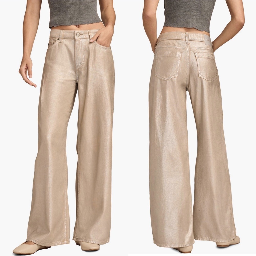 NWT Lucky‎ Brand Limited Edition Metallic Palazzo Jeans Baggy Wide Leg Y2K 8/29